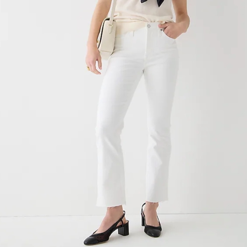J Crew 9" demi boot crop jeans BQ301 white wash